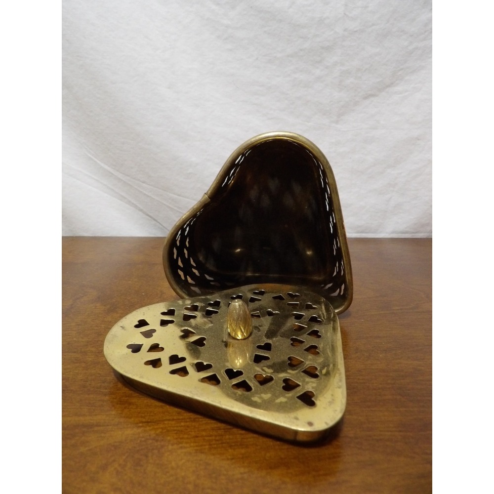 VINTAGE Brass Heart Container